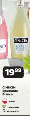 Wino musujące CIN&CIN Spumante Bianco promocja w Netto