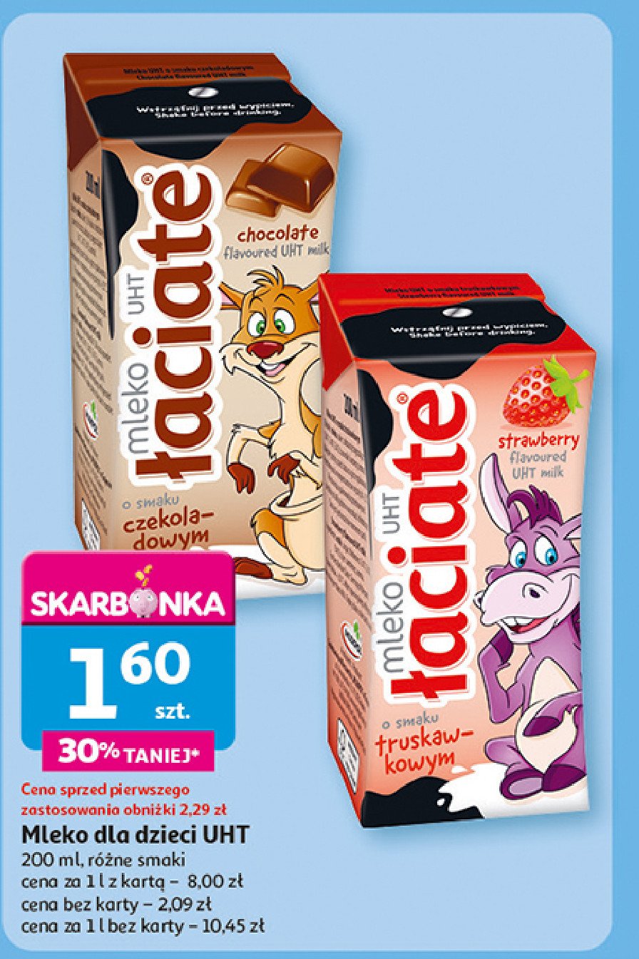 Mleko truskawkowe Łaciate promocja w Auchan