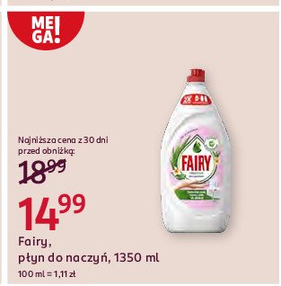 Płyn do mycia naczyń aloes i jaśmin Fairy sensitive promocja w Rossmann