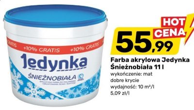 Farba akrylowa Jedynka Śnieżnobiała 11 l promocja w Bricomarche