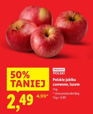 Jabłka czerwone, luzem, Polskie jabłka promocja w Lidl
