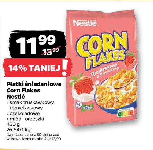 Płatki śniadaniowe bez glutenu Nestle corn flakes Corn flakes (nestle) promocja