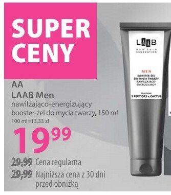 Żel do mycia twarzy AA LAAB Men nawilżająco-energizujący booster-żel do mycia twarzy promocja w Hebe