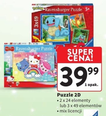 Puzzle 2D 2 x 24 elementy lub 3 x 49 elementów mix licencji promocja w Intermarche