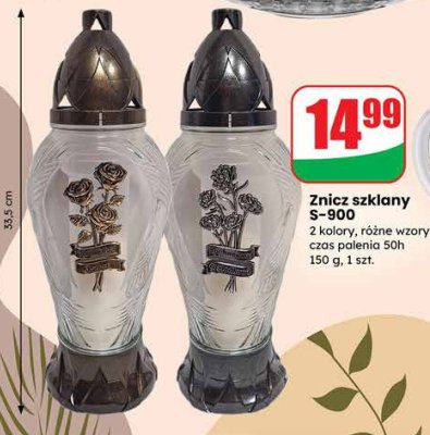 Znicz szklany S-900 różne wzory  50h promocja w Dino