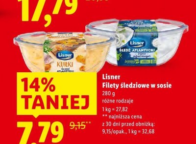 Lisner Filety śledziowe w sosie promocja w Lidl