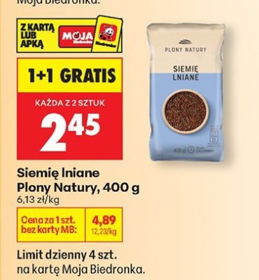 Siemię lniane Plony Natury, 400 g promocja w Biedronka