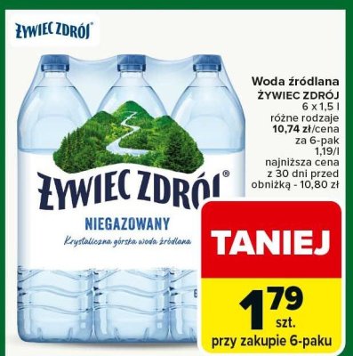 Woda źródlana niegazowana Żywiec Zdrój promocja w Carrefour Market
