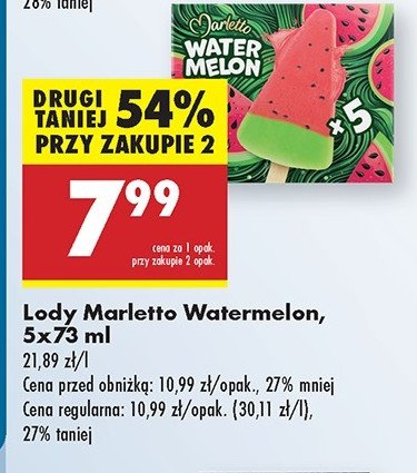 Lody watermelon Marletto promocja w Biedronka