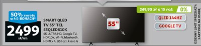 TV SMART QLED 55" TCL 55QLED810K promocja w Auchan