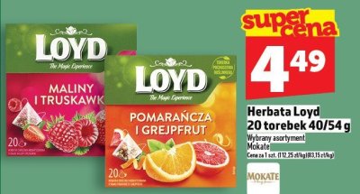 Herbata Loyd Pomarańcza i Grejpfrut 20 torebek 40g/54g promocja w TOPAZ