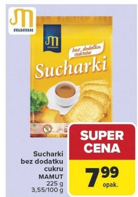 Sucharki bez dodatku cukru MAMUT 225 g promocja w Carrefour Market