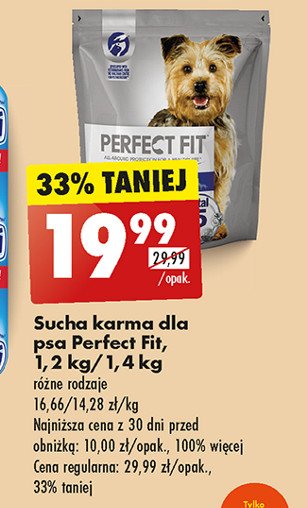 Karma dla psa poniżej 10 kg adult 1+ Perfect fit promocja w Biedronka