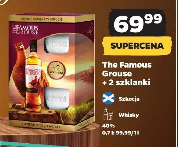 Whisky + 2 szklanki The famous grouse promocja w Netto