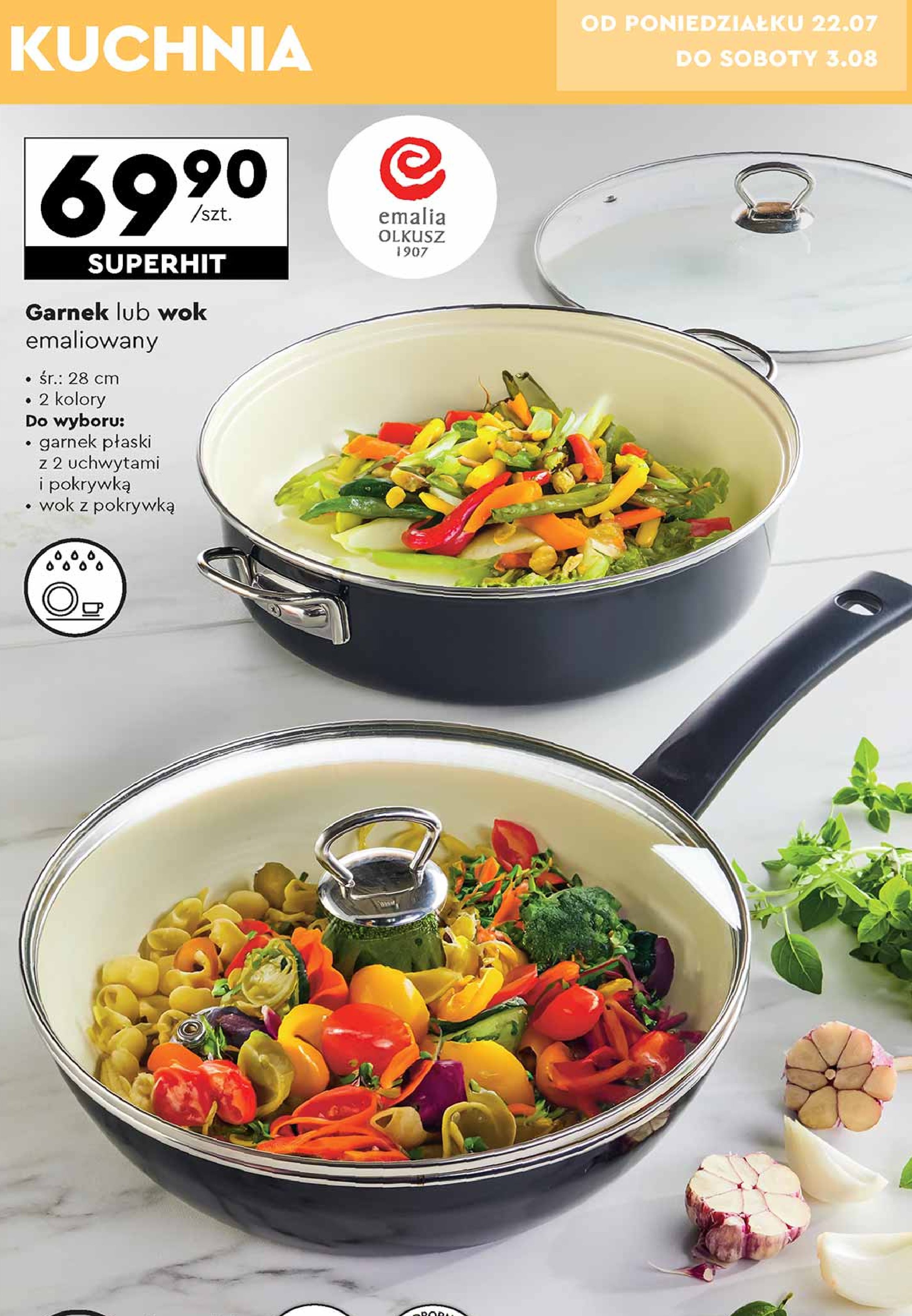 Wok 28 cm Emalia olkusz promocja