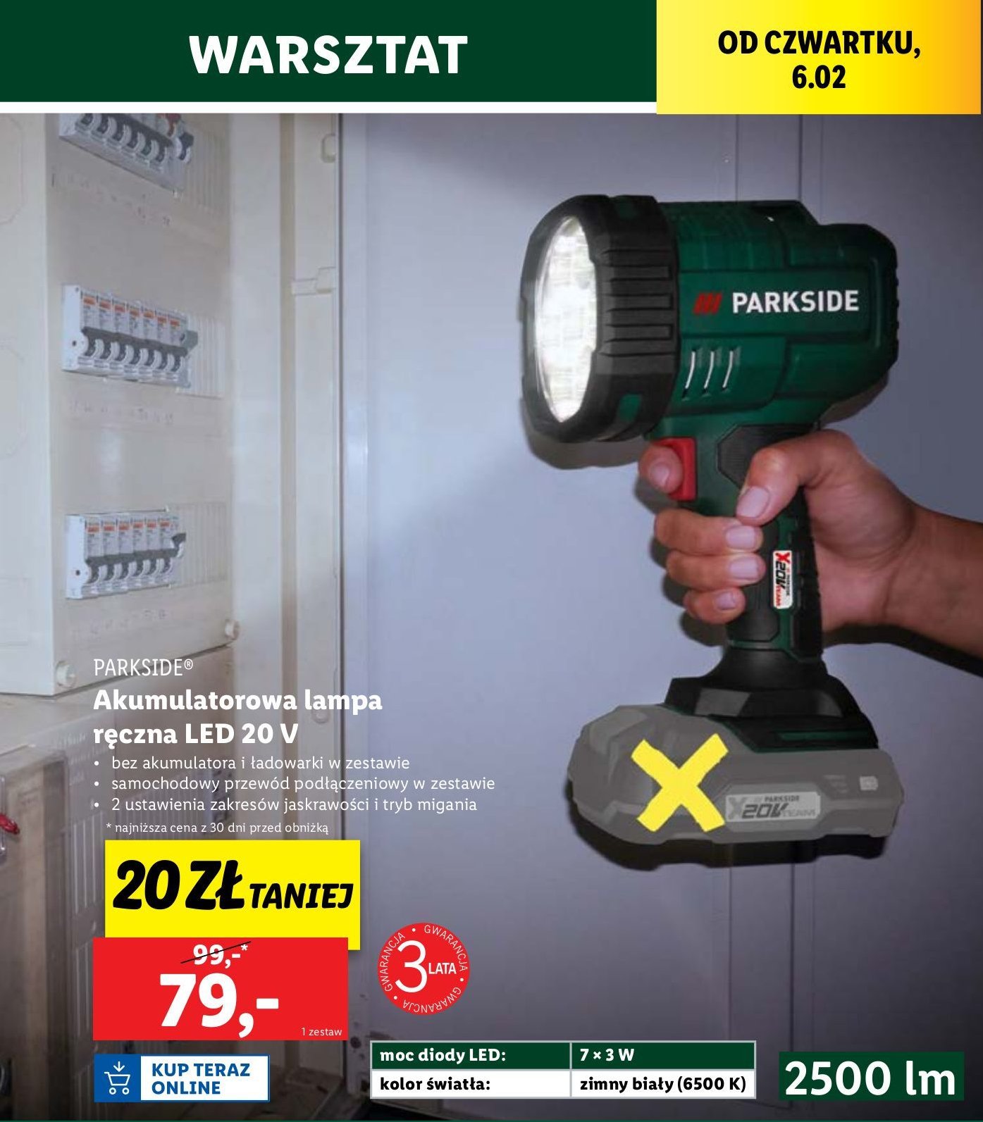 Lampa akumulatorowa 20 v Parkside promocja