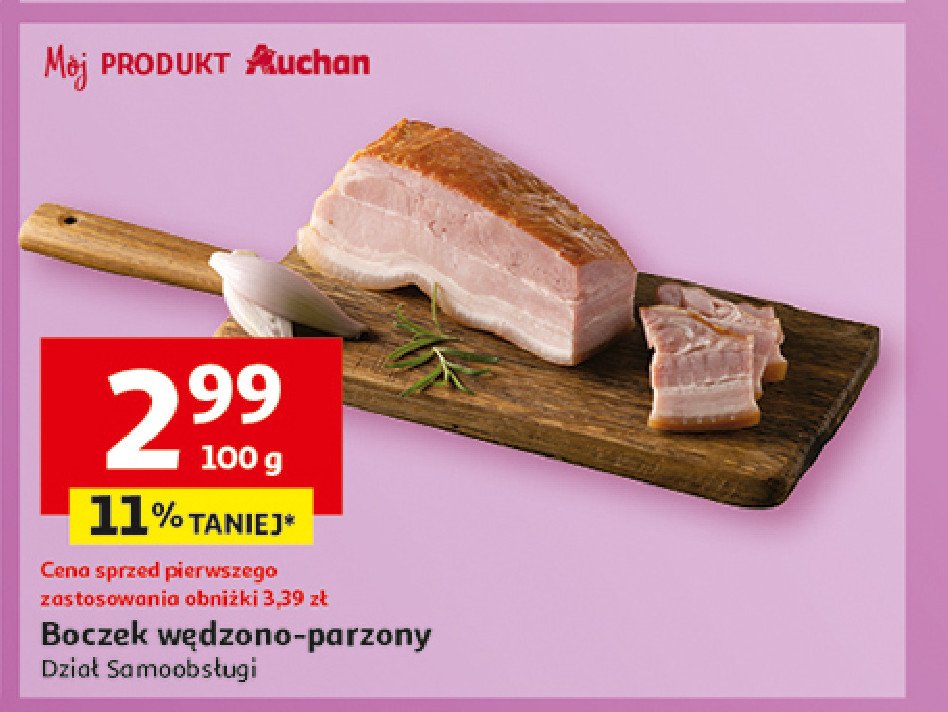 Boczek wędzony parzony Auchan promocja w Auchan