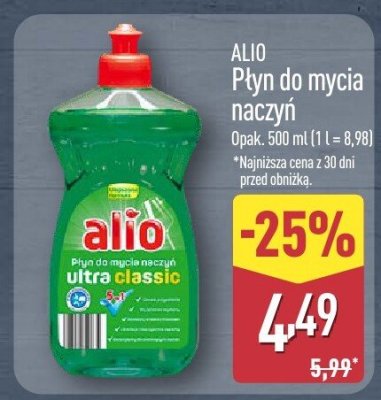Płyn do mycia naczyń ALIO Płyn do mycia naczyń ultra classic promocja w Aldi