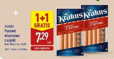 Parówki wieprzowe z szynki 1+1 GRATIS promocja w Aldi