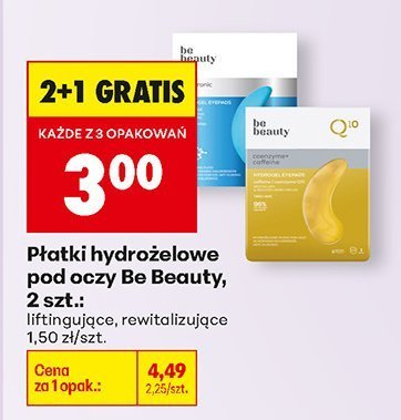 Płatki hydrożelowe pod oczy Be Beauty, 2 szt. liftingujące, rewitalizujące promocja w Biedronka