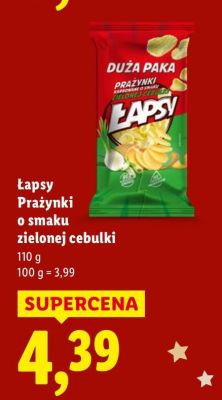 Chipsy ziemniaczane Łapsy Prażynki o smaku zielonej cebulki promocja w Lidl