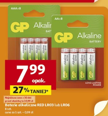 Baterie alkaliczne GP Alkaline RED LR03 lub LR06 8 szt. promocja w Auchan