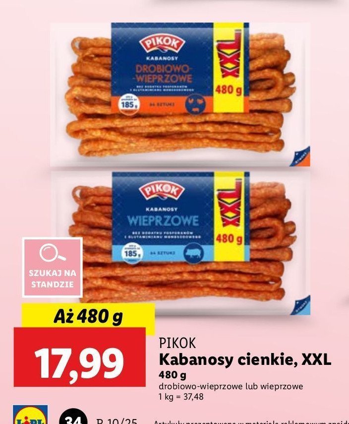 Kabanosy drobiowo-wieprzowe Pikok promocja