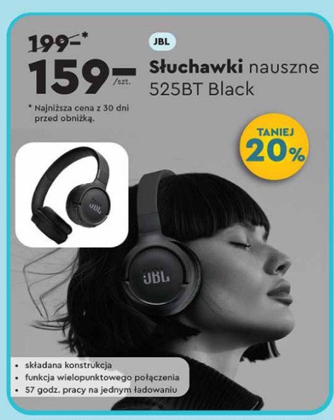 Słuchawki 525t black Jbl promocja w Biedronka