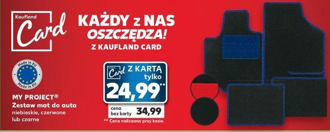 Dywaniki samochodowe z niebieskim obszyciem K-classic myproject promocja