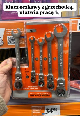 Zestaw kluczy oczkowych z grzechotką  promocja w Action