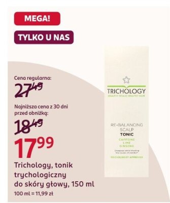 Tonik trychologiczny do skóry głowy Trichology, 150 ml promocja w Rossmann