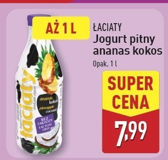 Jogurt bez laktozy ananas-kokos Łaciaty promocja w Aldi