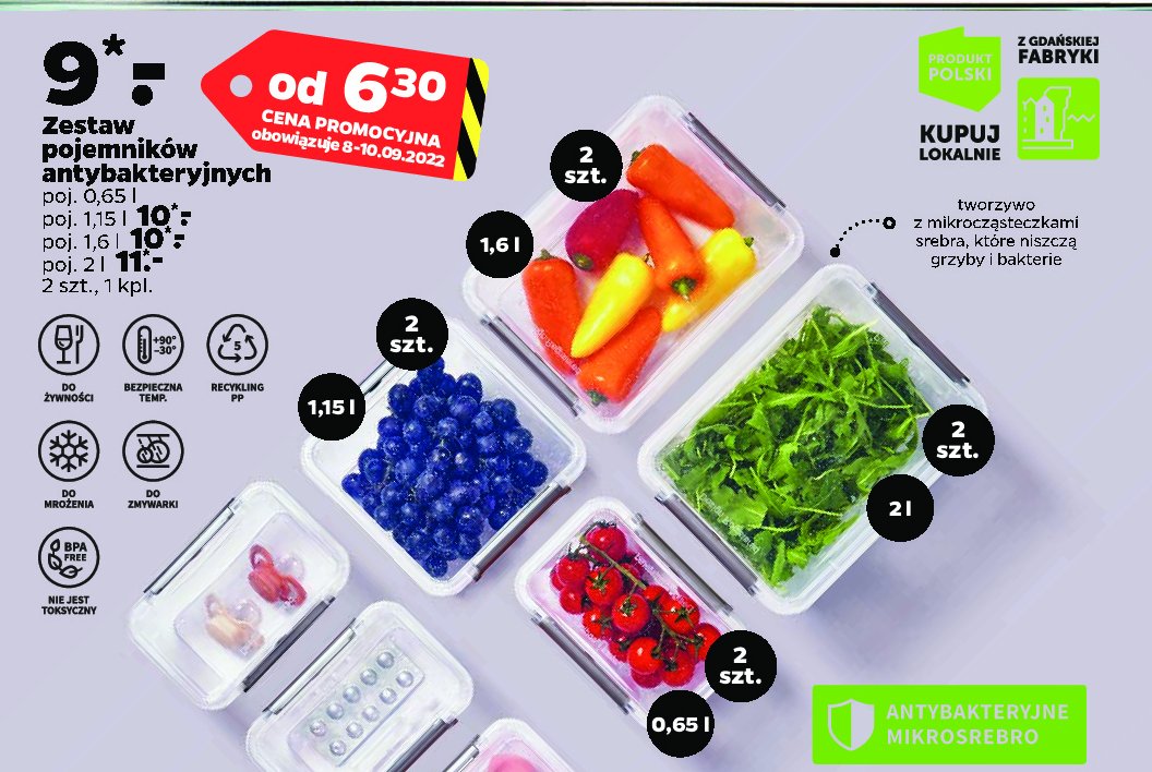 Pojemniki plastikowe do żywności antybakteryjne 2 l promocja