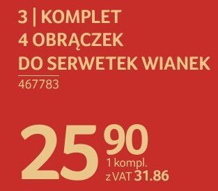 Komplet 4 obrączek do serwetek wianek promocja w Selgros