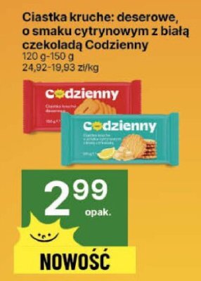 Ciastka kruche deserowe o smaku cytrynowym z białą czekoladą Codzienny promocja w Delikatesy Centrum