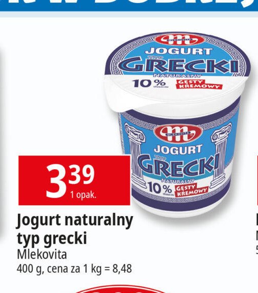 Jogurt typu greckiego Mlekovita promocja w Leclerc