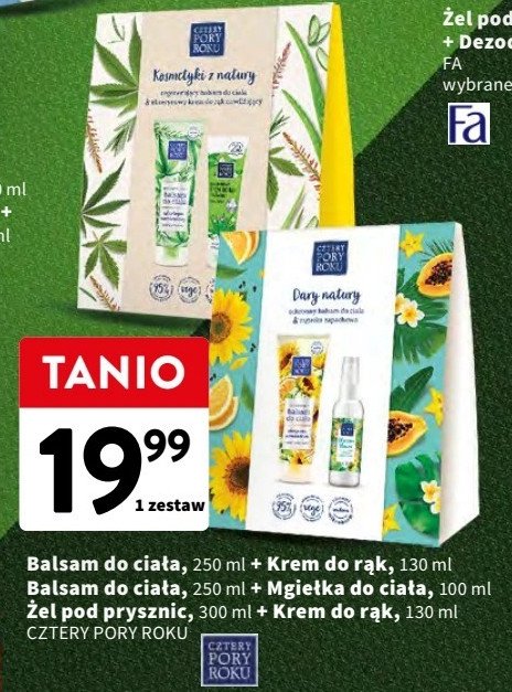Zestaw w pudełku balsam do ciała 250 ml + mgiełka do ciała 100 ml Cztery pory roku zestawy promocja