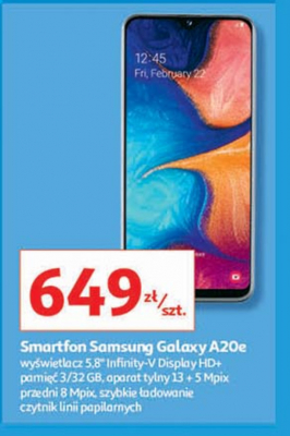 Smartfon a20e Samsung galaxy promocja