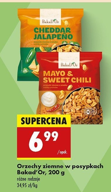 Orzeszki ziemne cheddar jalapeno Bakad'or promocja w Biedronka