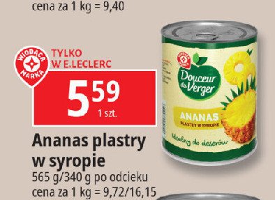 Ananasy plastry w syropie Wiodąca marka douceur du verger promocja