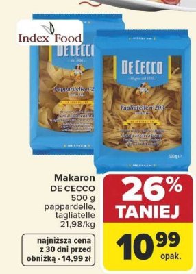 Makaron DE CECCO pappardelle, tagliatelle promocja w Carrefour Market
