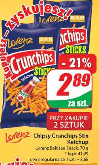 Chipsy ketchupowe Crunchips sticks Crunchips lorenz promocja