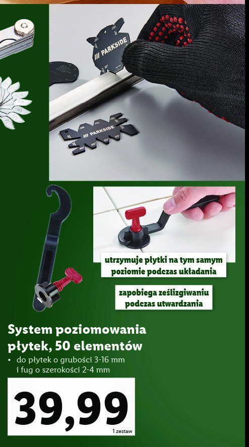 System poziomowania p艂ytek Parkside promocja