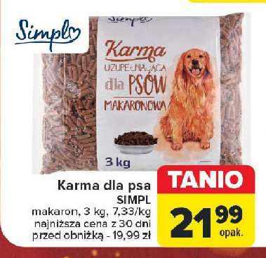 Karma uzupełniająca dla psów makaronowa Simpl promocja