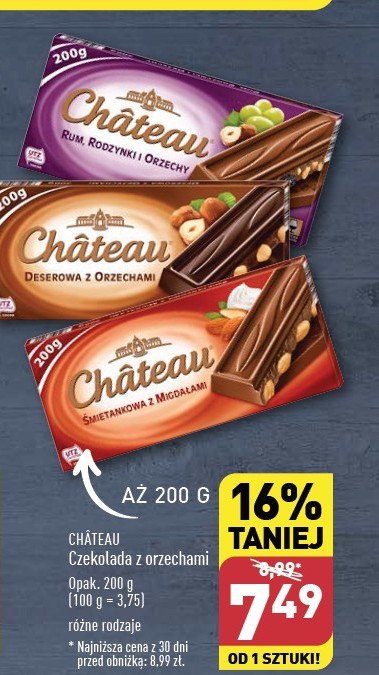 Czekolada śmietankowa z migdałami Chateau Chateau (aldi) promocja
