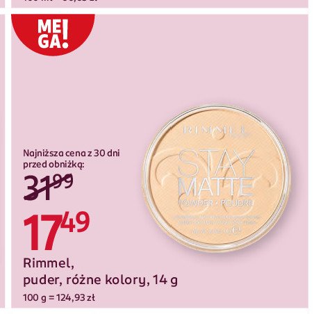 Puder w kamieniu Rimmel stay matte promocja w Rossmann