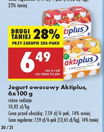 Napój probiotyczny wieloowocowy Aktiplus promocja w Biedronka