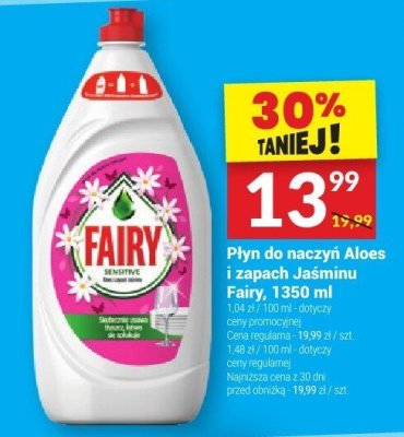 Płyn do naczyń Aloes i Zapach Jaśminu Fairy 1350 ml promocja w Twój Market