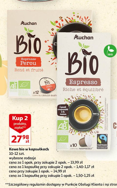 Kawa espresso Auchan bio promocja