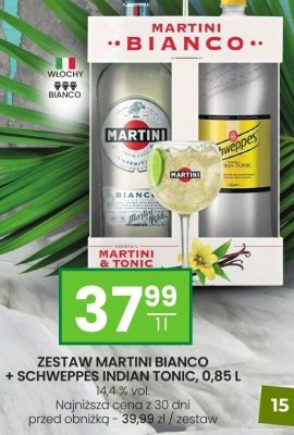 Zestaw Martini Bianco + Schweppes Indian Tonic 0,85l promocja w Twój Market